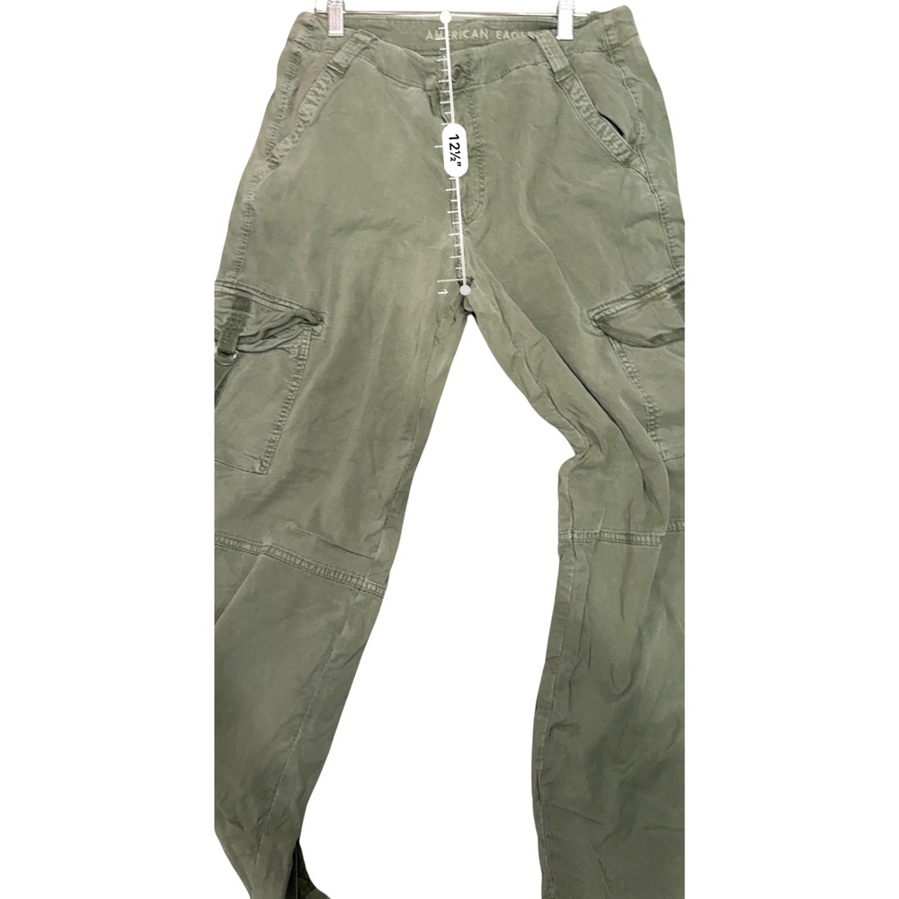 American Eagle Stretch Cargo Pants Womens 6 WIde Leg Strap D Ring Military Cargo - Picture 8 of 10